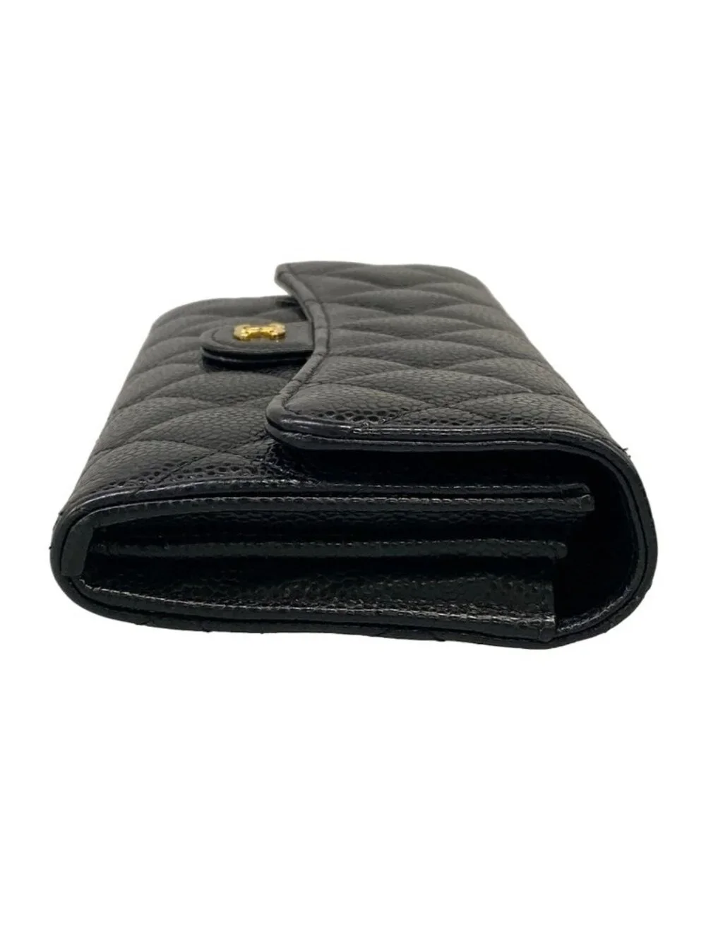 Chanel Wallet Quilted Black Gold